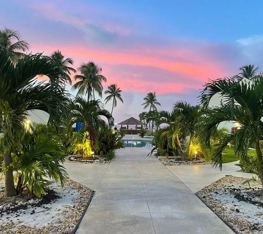 Westwind II Oceanfront Timeshare Resort at Cable Beach Nassau Bahamas at sunset